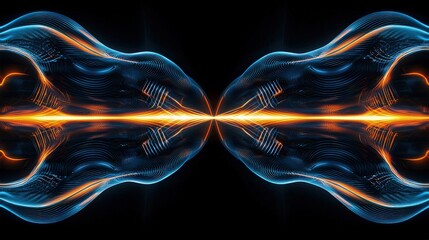 Abstract design with symmetrical glowing lines.