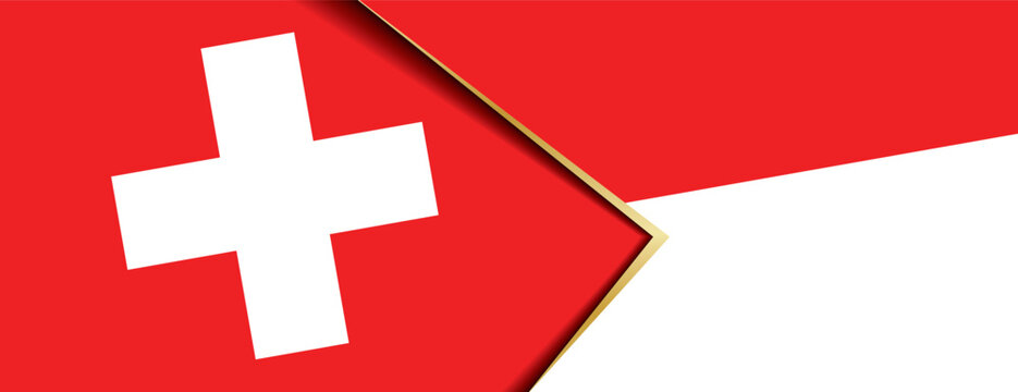 Swiss and Indonesian flags conceptual design for bilateral relations and cooperation