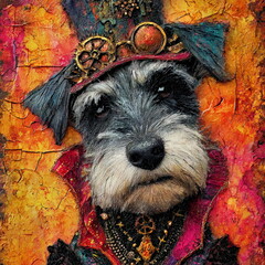 red dog in steampunk masked . Nova Scotia Duck Tolling Retriever in the Studio. funny halloween photo