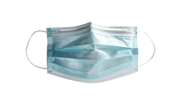 Blue surgical mask isolated on a black background