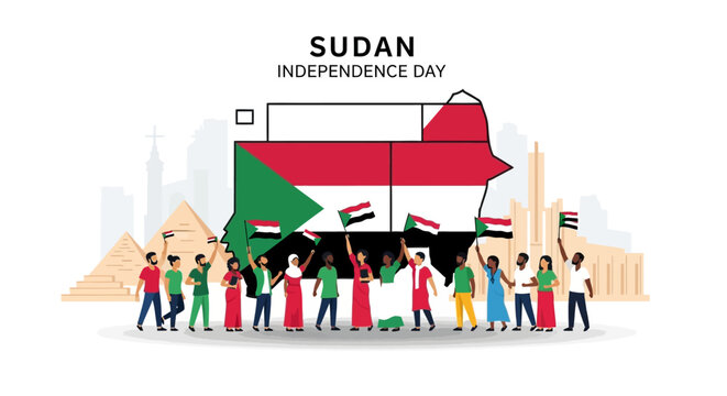 Sudan Independence Day Celebration Vector Illustration