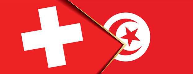 Conceptual image showing alliance between Switzerland and Tunisia national flags