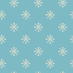 Simple Winter and Christmas seamless pattern with Snowflakes. Vector flat illustration.