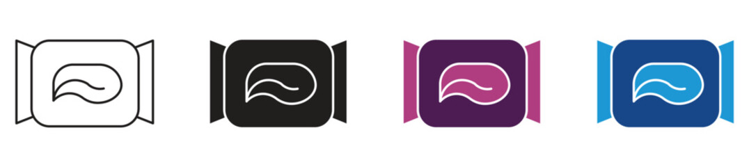 Skincare Makeup Remover Wipes Icons. Gentle Facial Cleansing and Care Symbols. Vector Illustration.