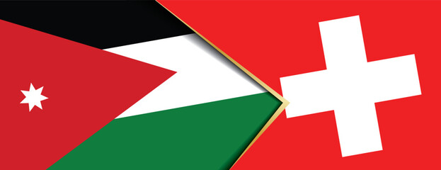 Jordan and Switzerland flags combined for diplomatic and economic partnership concept