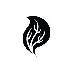 Stylized Black Leaf Silhouette Organic Design plant