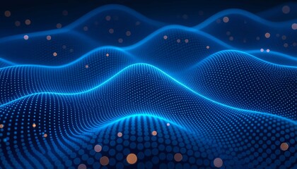 Futuristic AI interface floating over cellular surface with smooth glowing waves