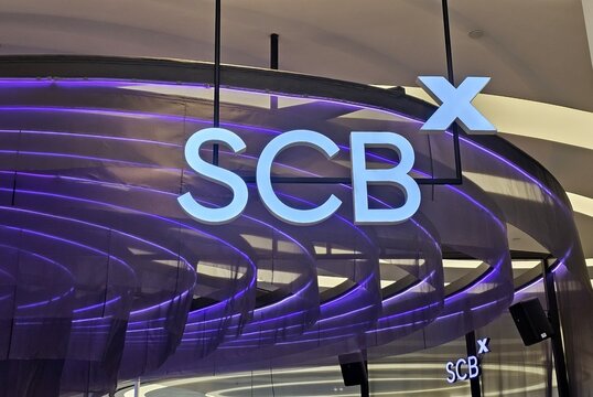 Bangkok, Thailand - October 10, 2025: SCB X or Siam Commercial Bank X Public Company Limited, a financial services group in Thailand.