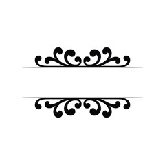 Ornate Black Decorative Border with Split Center Keywords: border, decorative, ornate, flourish