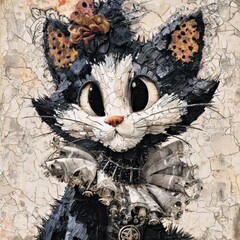 Cat mask in steampunk style on a mannequin in a clothing store window.