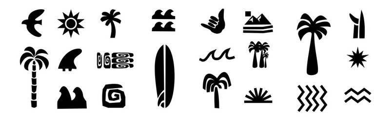 vector illustration of a wheat,  transparent Minimal beach and surf icon vector set with tropical elements like palm trees, waves, surfboards, and sun