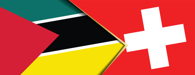 Obraz premium Abstract representation of Swiss and Mozambique flags combined concept design