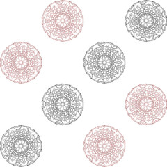 black and red mandala dots circle background for backdrop and wallpaper template. repeat seamless style design for fabric printing