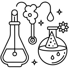 Scientific glassware with liquid isolated on