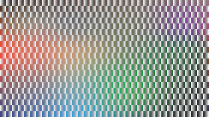 A repeating grid of glossy, embossed tiles with a vibrant rainbow color gradient.neon vertical stripes