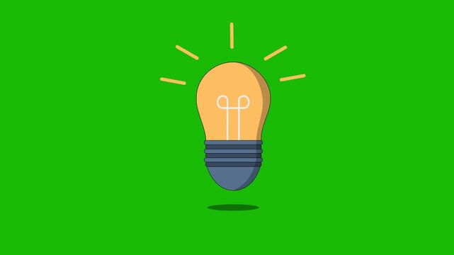 animasi video green screen a light bulb that indicates someone has a good idea,