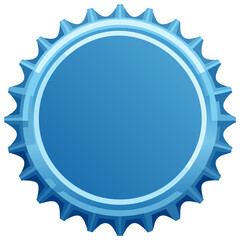 Sparkling Light Blue Bottle Cap Illustration with Cogwheel Edges in Detailed Design