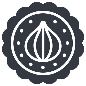 Stylized Mooncake Icon with Ornamentation a Delicate Asian Sweet Pastry Illustration