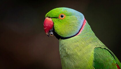 Close-up of a Rose-ringed Parakeet with Vibrant Plumage.