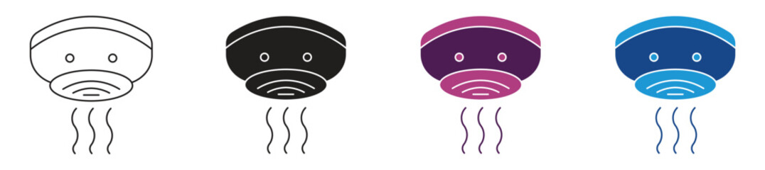 Smoke detector icon set, vector illustration.