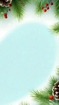 A white background with a green border and red berries. The berries are on the right side of the border
