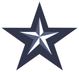 Obraz premium Geometric star logo design, two layered shapes of dark blue and white color