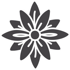 Abstract Symmetrical Flower Vector Icon or Decorative Star Symbol Graphic Illustration