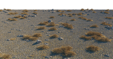 Desert Ground texture pile with rocks, dry bushes cutout isolated png on a transparent background premium nature cutout
