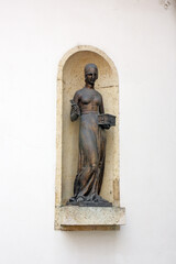 Statue of Dora Krupic, a character from the novel Goldsmith's Gold (1871) by August Senoa, placed on the western front of the Stone Gate, Zagreb 