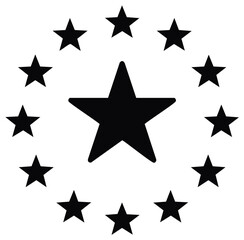 Fototapeta premium Black star symbol surrounded by smaller stars in circle shape