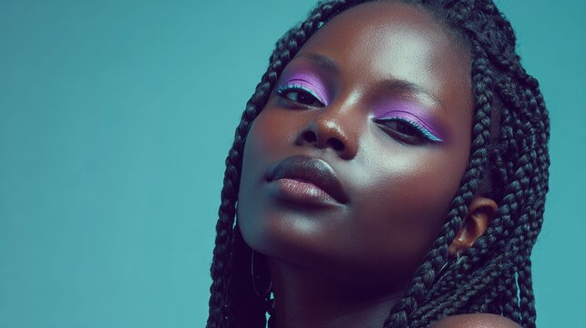 A chic portrait of a woman with braids and statement earrings showcases bold summer trends and colorful fashion energy. - Powered by Adobe