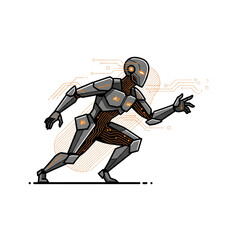 Fototapeta premium Futuristic AI robot running, symbolizing progress and innovation.
