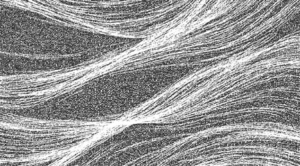 Black and white abstract textured background with flowing white lines and granular pattern vector