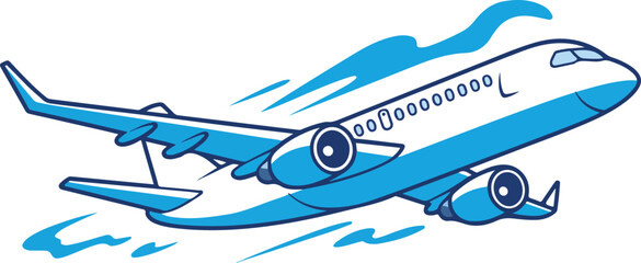 Blue and White Airplane in Motion with Clouds aircraft