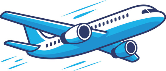 Blue Airplane Flying With Speed Lines aircraft