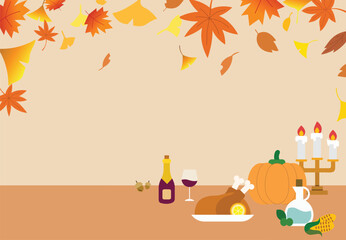 Flat background of Thanksgiving day