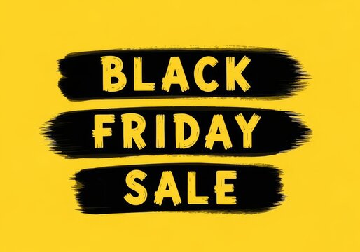 Black friday sale text on yellow background with black paint strokes for promotion and advertising use