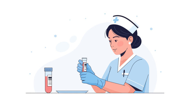 Medical Professional Carefully Analyzing Samples of Blood in Laboratory Setting