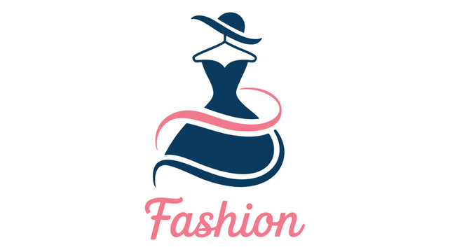 Fashion dress logo with hat design