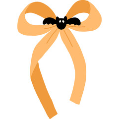 hand drawn orange bow with bat