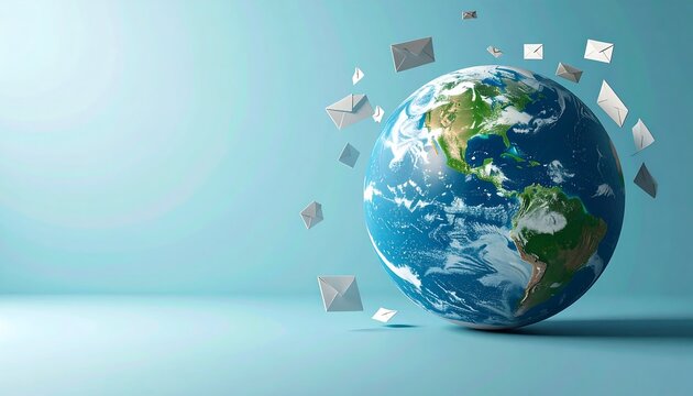 Global Communication - Envelopes Circulating the Earth in Digital Age.