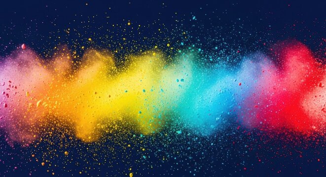 Dynamic spectrum of vibrant color powder exploding in motion, forming an abstract dust cloud burst effect concept. - Powered by Adobe