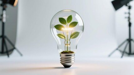 Eco-friendly light bulb with plant inside
