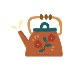 A colorful, cute teapot illustration. Can be used for digital media, designs, logos, web, patterns, clipart, and more.