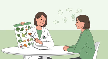 Nutritionist Advising Patient Regarding Healthy Foods and Diet Planning for Wellbeing