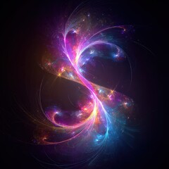 Abstract Swirls of Luminous Plasma Cascading and Intertwining in Dark Background with Dazzling Lights