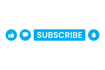 Subscribe Button with Like, Comment, and Bell Icons &mdash; Social Media Call to Action UI Elements for YouTube, Followers, Notifications, Marketing, and Channel Promotion, PNG Transparent Background
