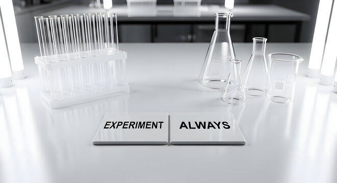 Inspiring lab setup with message 'Experiment Always' encourages scientific exploration and innovation