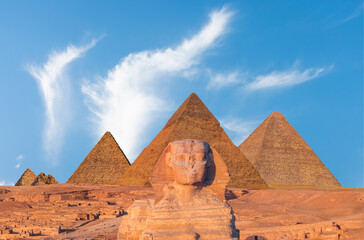 The Sphinx in Giza pyramid complex - Cairo, Egypt 