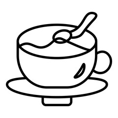 Outline of a coffee set with spoon